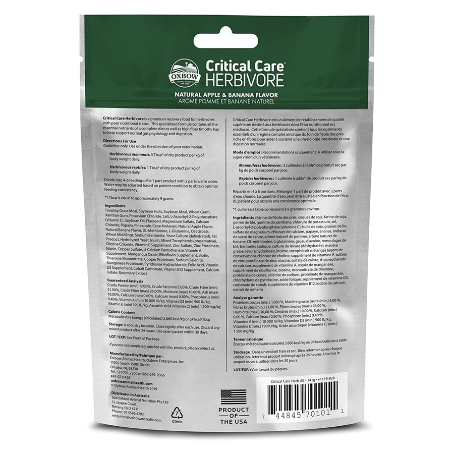 Oxbow Animal Health Critical Care, Herbivore